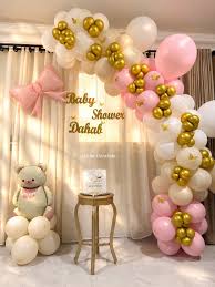 Pink white and gold baby shower decor inspiration