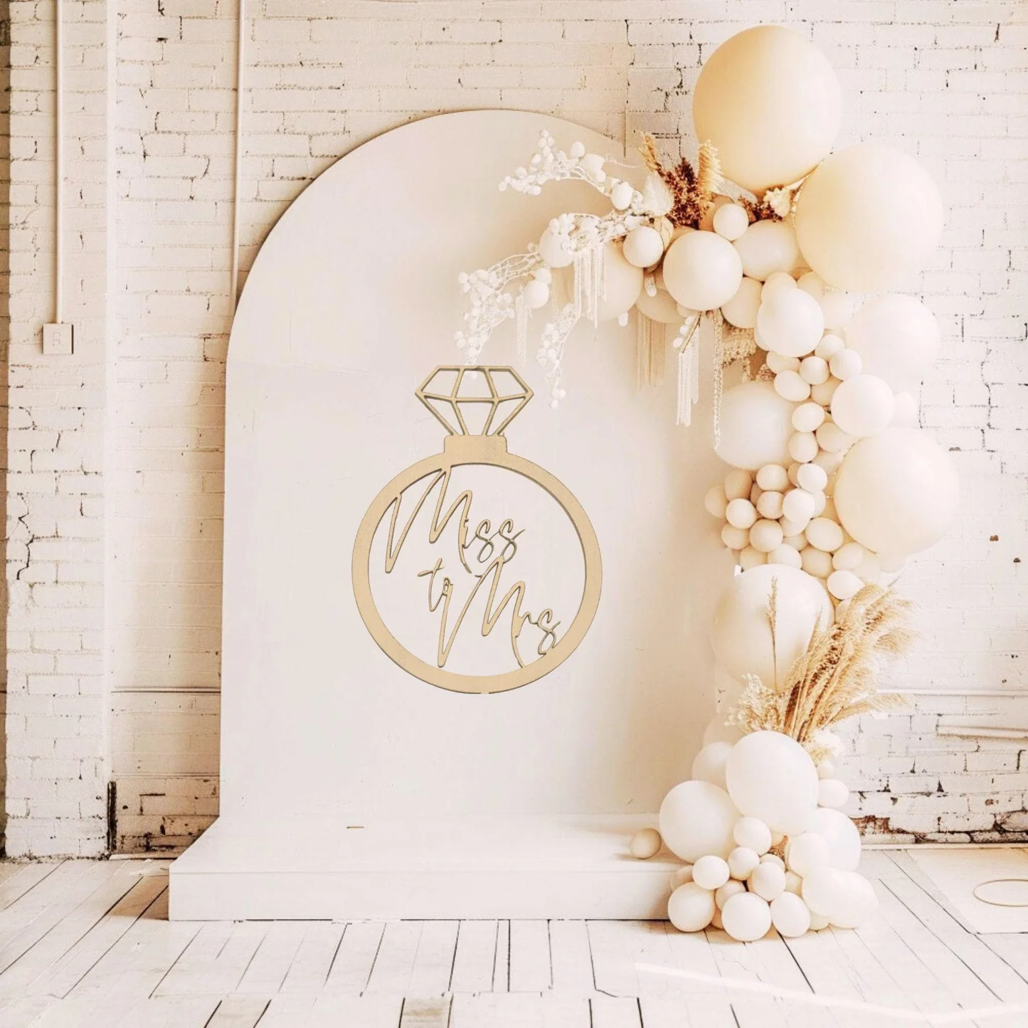 Neutral bridal shower Miss to Mrs backdrop